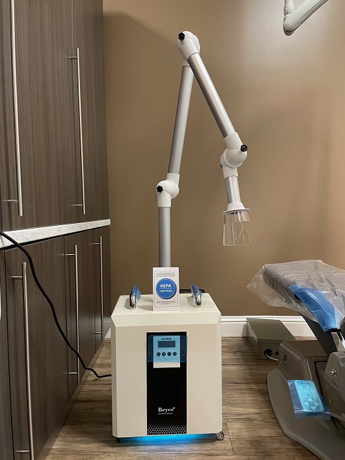 chairside aerosol suction prevents the spread of the covid-19 and other infectious diseases. persimmon dental care uses chairside aerosol suction in all of our exam rooms.