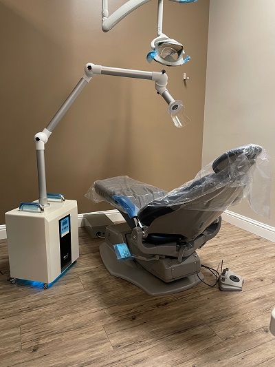 chairside aerosol suction reduces the amount of aerosol that contain covid-19 and other infectious diseases. persimmon dental care uses chairside aerosol suction in all of our exam rooms.
